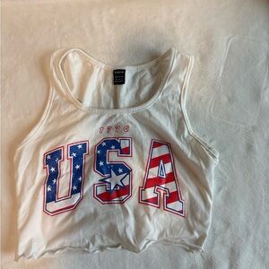 SHEIN White USA 1776 Graphic Crop Top